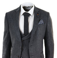 Terno de tweed cinza de 3 peças