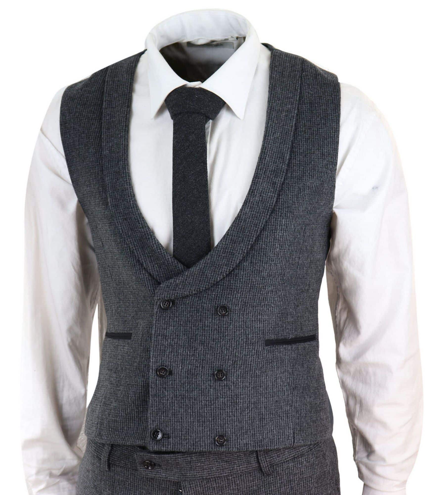 Terno de tweed cinza de 3 peças
