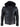 Jaqueta bomber masculina de couro preto com capuz.