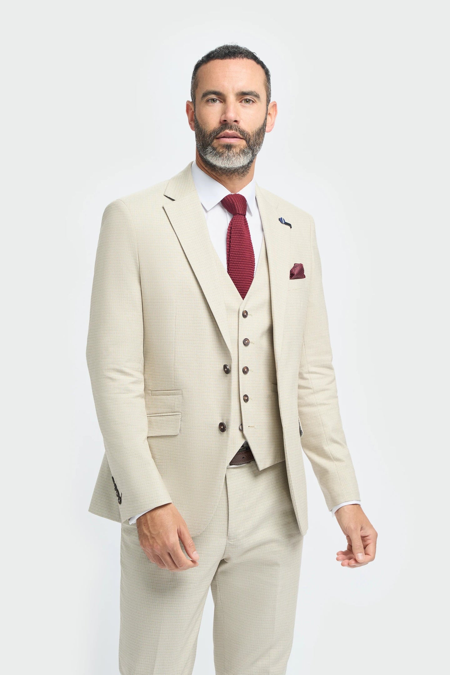 Hampton - Terno masculino bege de 3 peças