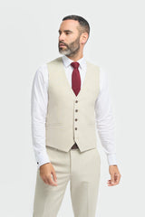 Hampton - Terno masculino bege de 3 peças