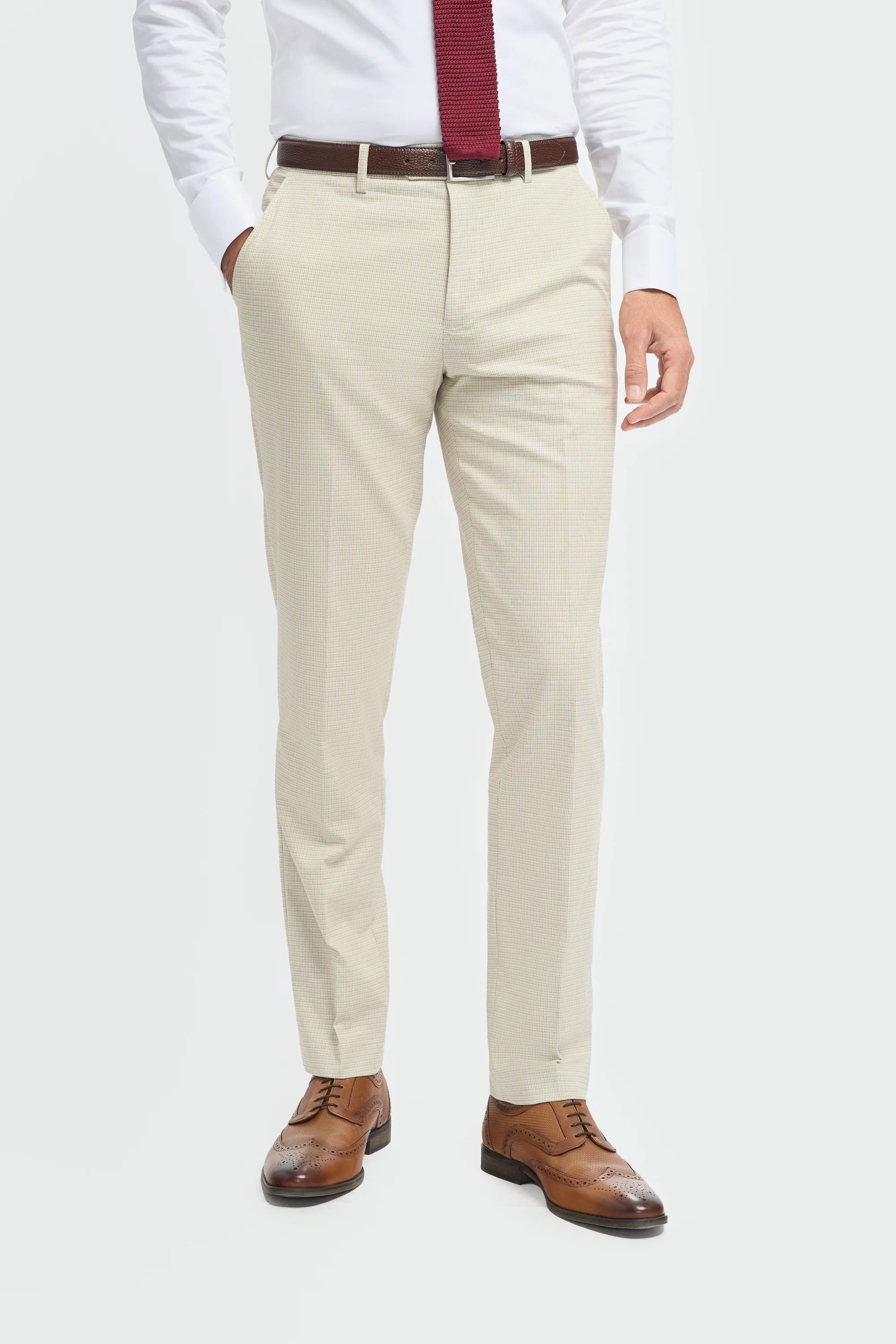 Hampton - Terno masculino bege de 3 peças