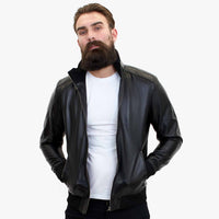 Jaqueta Bomber Masculina Happy Gentleman B109 em Couro de Cordeiro - Corte Ajustado