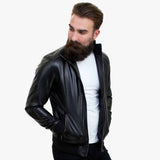 Jaqueta Bomber Masculina Happy Gentleman B109 em Couro de Cordeiro - Corte Ajustado