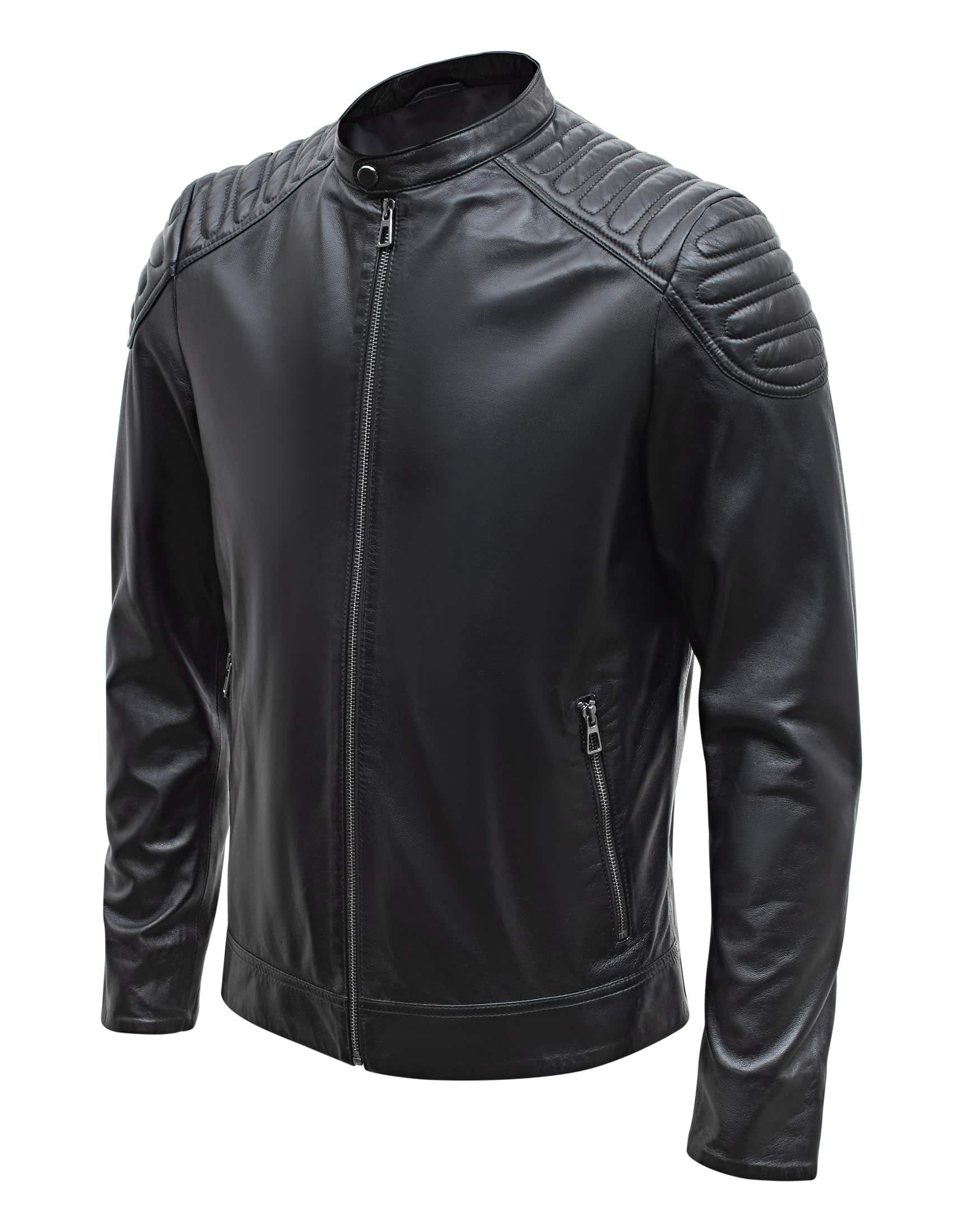 Jaqueta masculina Happy Gentleman B110 em couro legítimo preto - Corte Slim