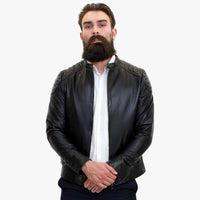 Jaqueta masculina Happy Gentleman B110 em couro legítimo preto - Corte Slim