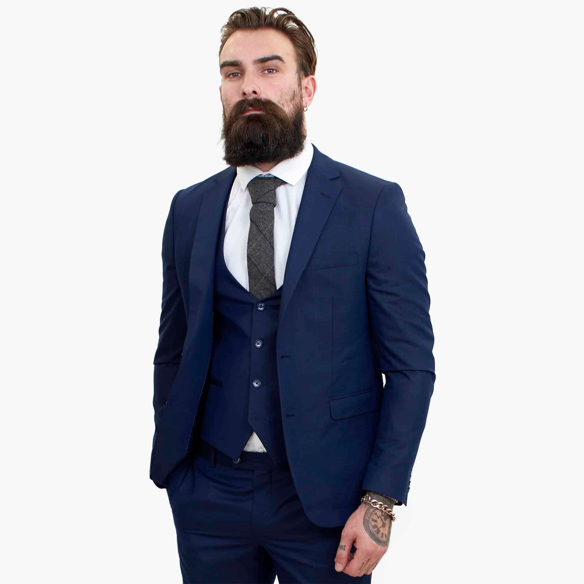 Terno Happy Gentleman BELLO Azul Marinho de 3 Peças em Lã com Corte Sob Medida
