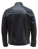 Jaqueta masculina Happy Gentleman B107 em couro de cordeiro preto, estilo clássico, modelagem slim fit.