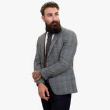 Terno elegante de lã de 3 peças Happy Gentleman com colete marrom contrastante.