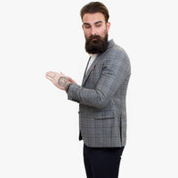 Terno elegante de lã de 3 peças Happy Gentleman com colete marrom contrastante.