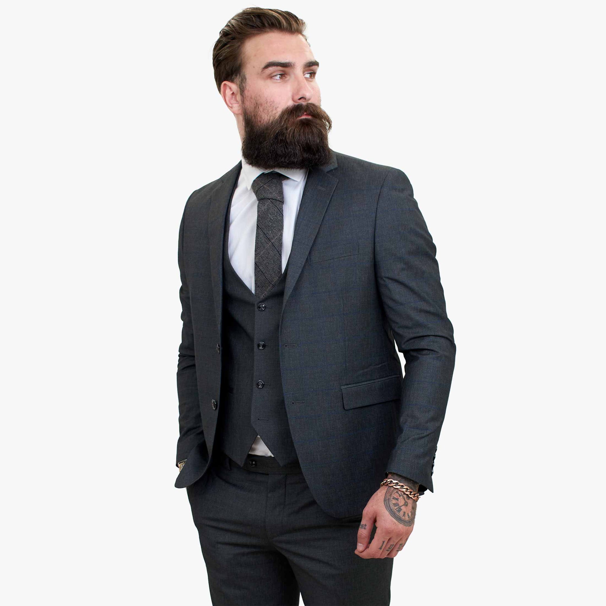 Terno de lã cinza de 3 peças Happy Gentleman GRINGO