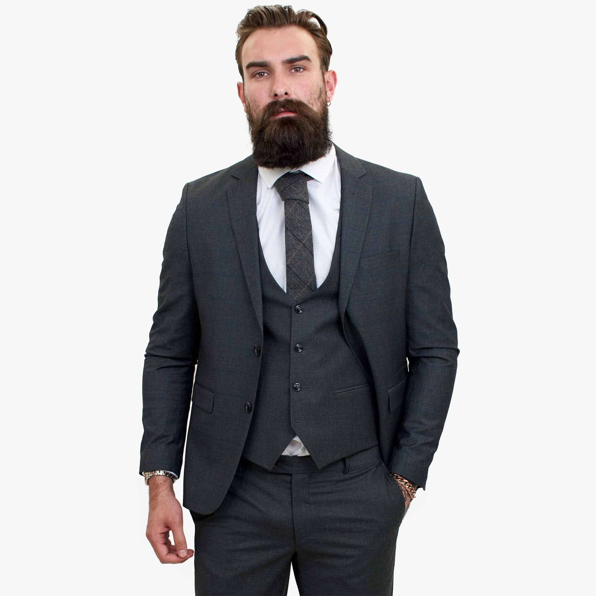 Terno de lã cinza de 3 peças Happy Gentleman GRINGO
