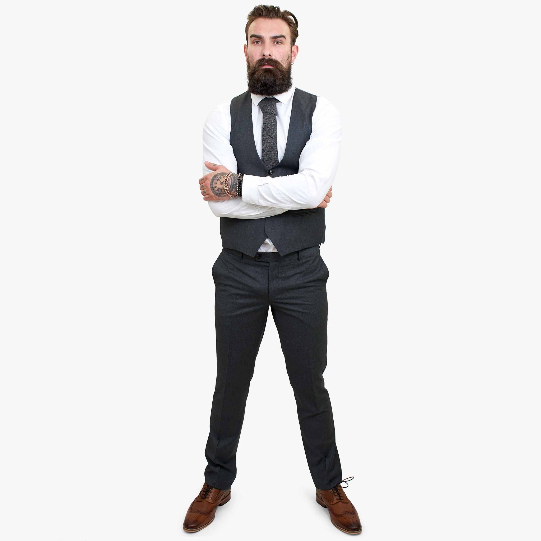 Terno de lã cinza de 3 peças Happy Gentleman GRINGO