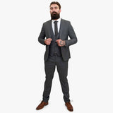 Terno de lã cinza Happy Gentleman MIROLE, corte sob medida, 3 peças.