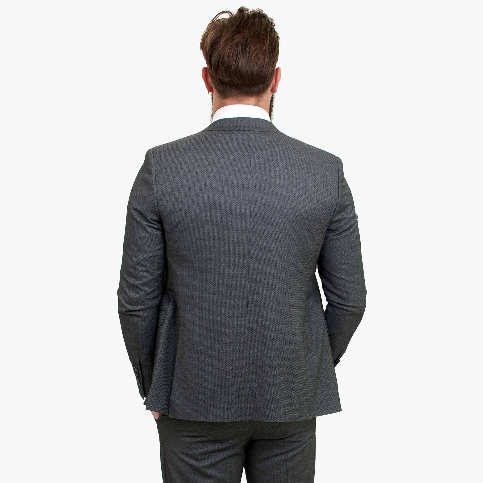 Terno de lã cinza Happy Gentleman MIROLE, corte sob medida, 3 peças.
