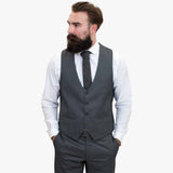 Terno de lã cinza Happy Gentleman MIROLE, corte sob medida, 3 peças.