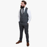Terno de lã cinza Happy Gentleman MIROLE, corte sob medida, 3 peças.