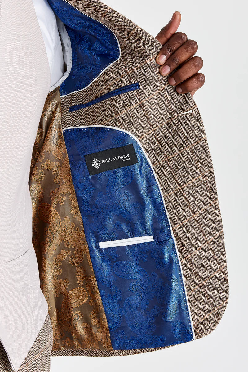 Terno Harris Brown Tweed com colete Mayfair Stone