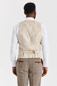 Terno Harris Brown Tweed com colete Mayfair Stone