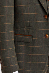 Harris - Blazer de tweed verde com estampa espinha de peixe