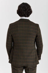 Harris - Blazer de tweed verde com estampa espinha de peixe