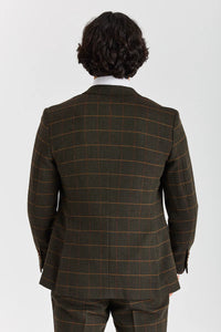 Harris - Blazer de tweed verde com estampa espinha de peixe