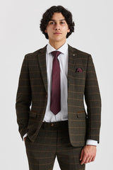 Harris - Blazer de tweed verde com estampa espinha de peixe