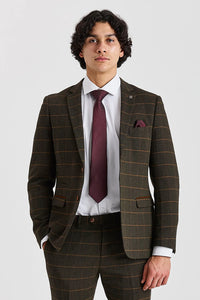 Harris - Blazer de tweed verde com estampa espinha de peixe