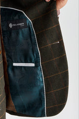 Harris - Blazer de tweed verde com estampa espinha de peixe