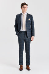 Harris - Terno masculino azul-marinho de 3 peças em tweed de lã mista