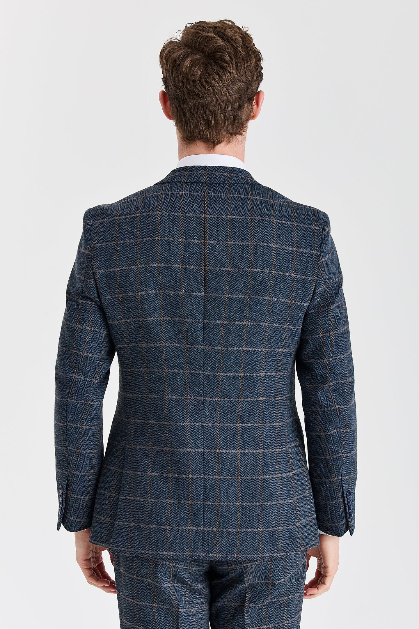 Harris - Blazer masculino em tweed azul-marinho com mistura de lã
