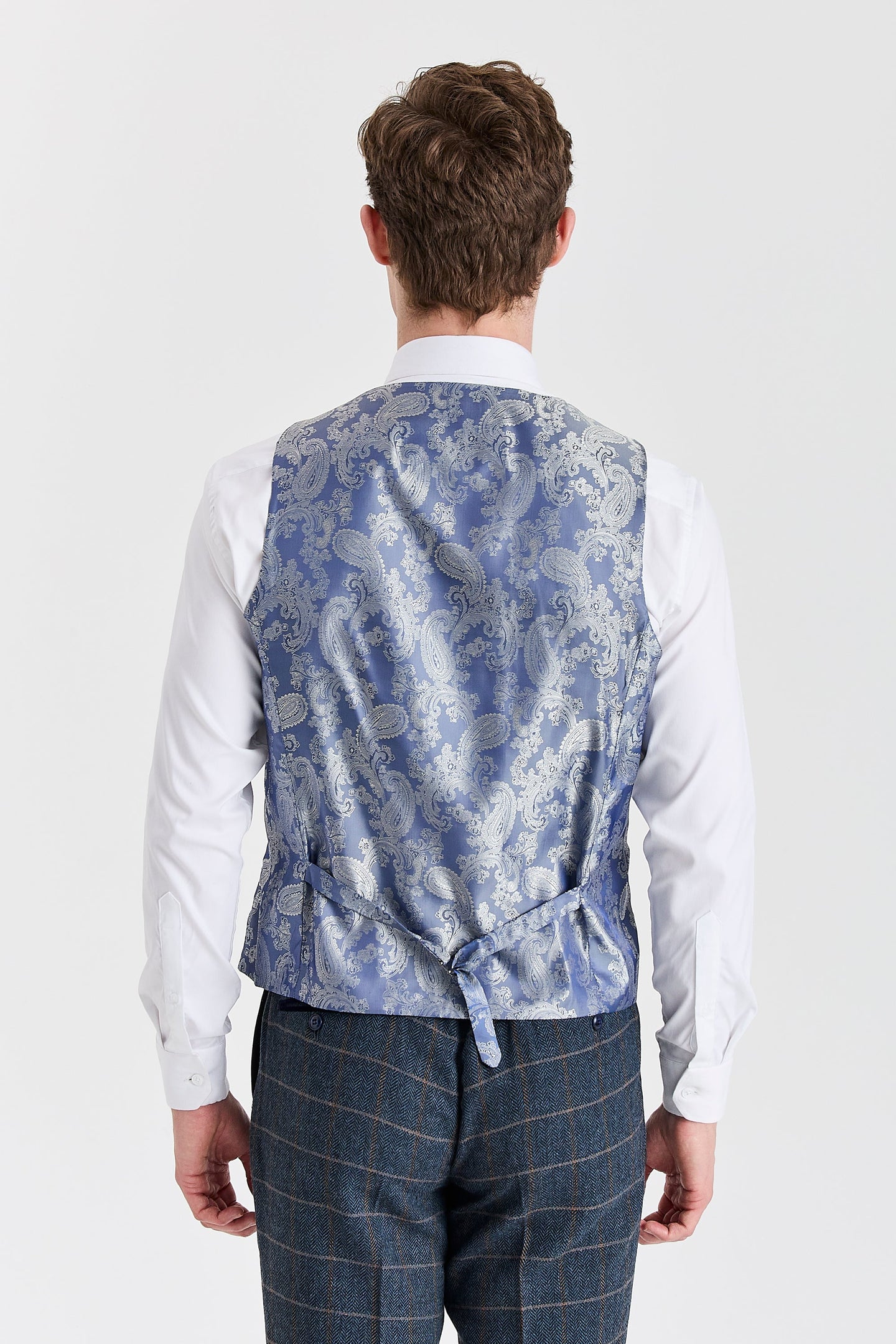 Harris - Colete masculino em tweed azul-marinho com mistura de lã