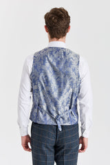 Harris - Colete masculino em tweed azul-marinho com mistura de lã