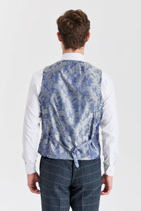 Harris - Colete masculino em tweed azul-marinho com mistura de lã