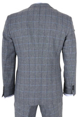 Harris - Terno masculino cinza de tweed com estampa espinha de peixe, 3 peças.