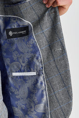 Blazer Harris Tweed Cinza com Estampa Espinha de Peixe para Homens