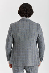Blazer Harris Tweed Cinza com Estampa Espinha de Peixe para Homens