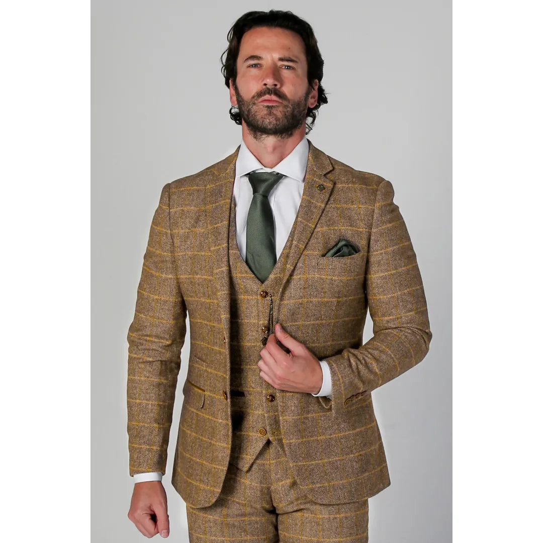 Harris - Blazer masculino em tweed marrom