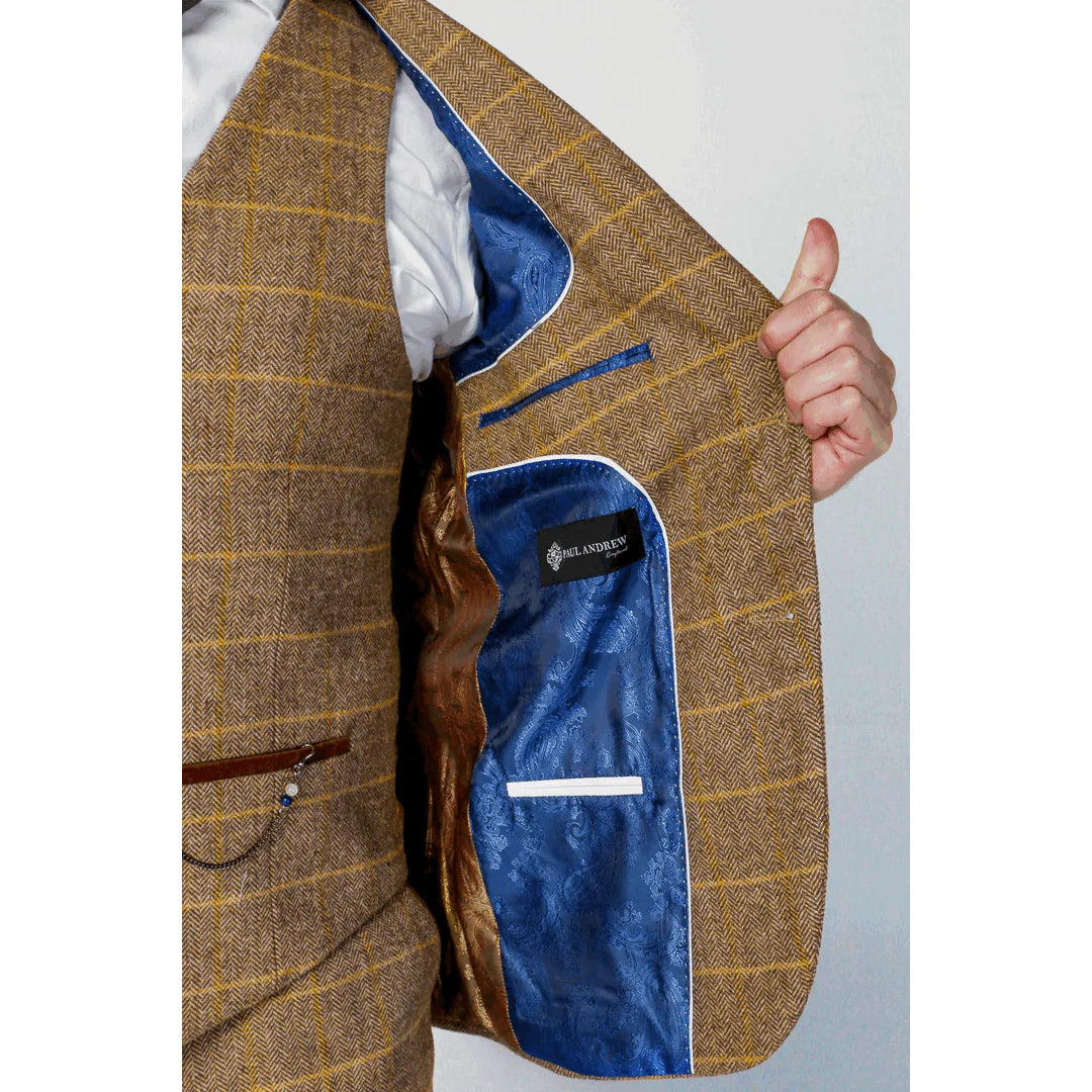 Harris - Blazer masculino em tweed marrom