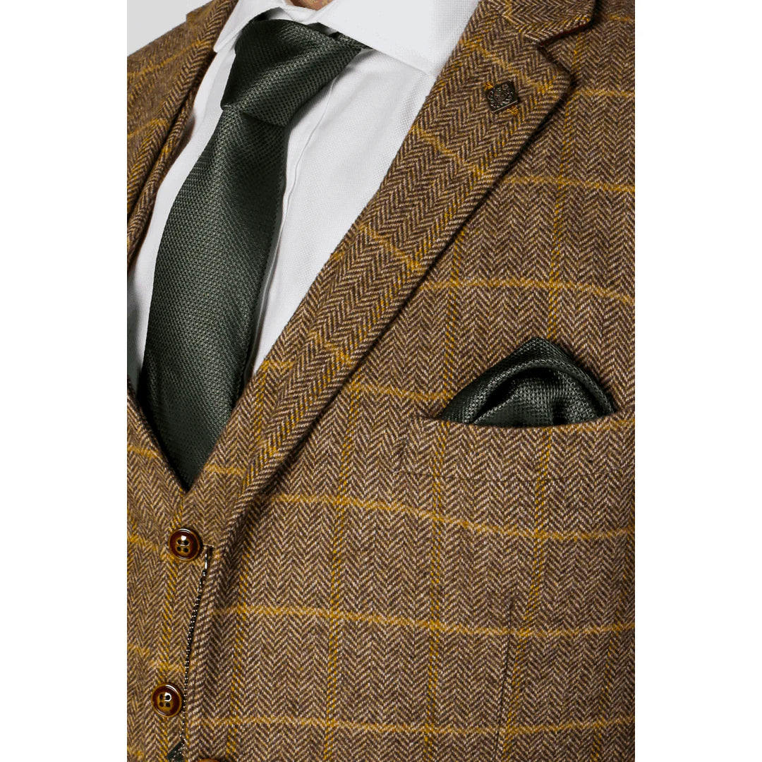 Harris - Blazer masculino em tweed marrom