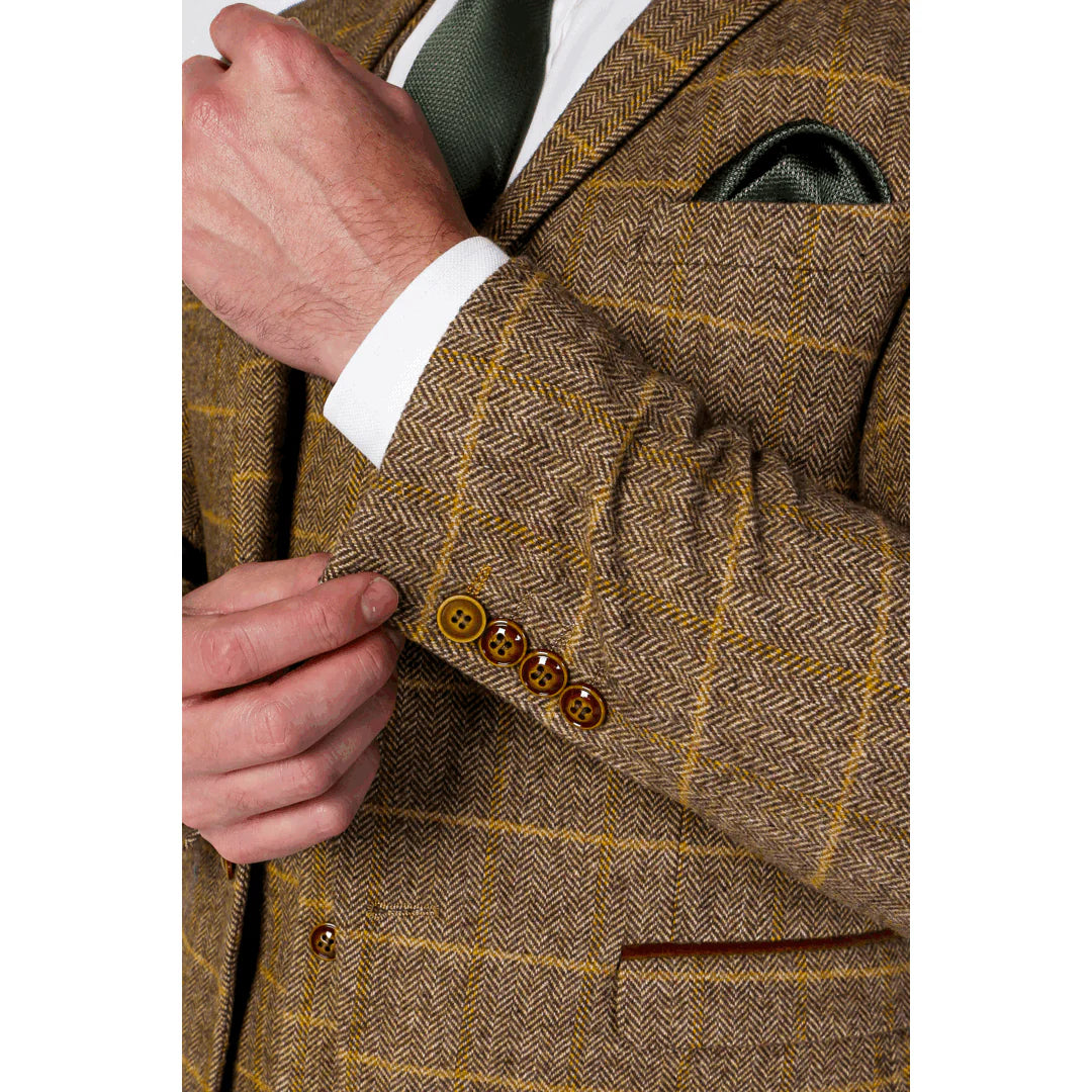 Harris - Blazer masculino em tweed marrom