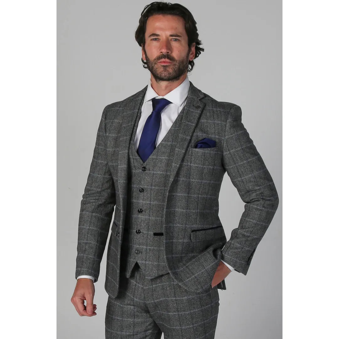 Harris - Blazer masculino em tweed cinza