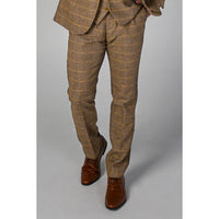Calças Harris masculinas em tweed marrom