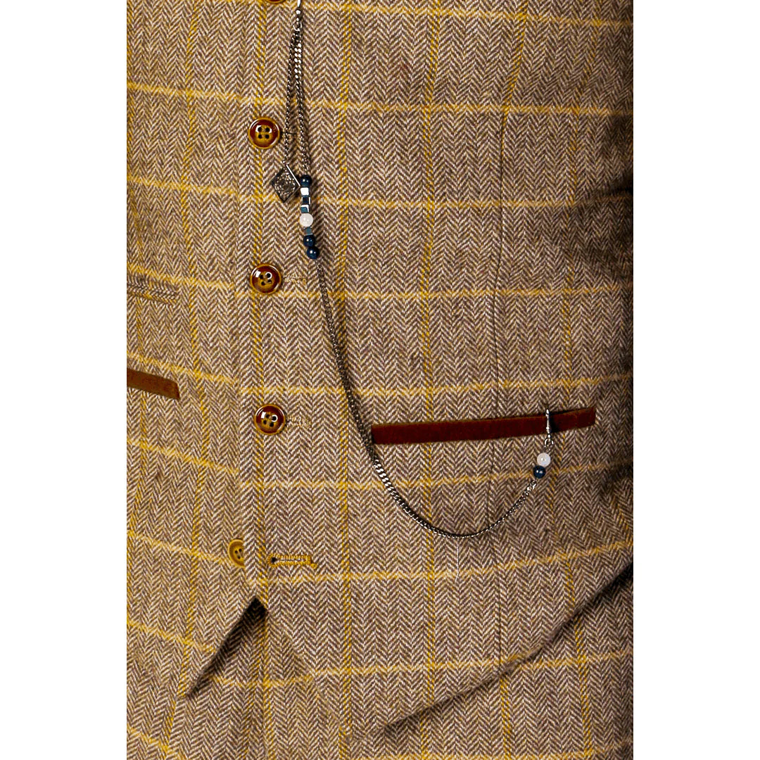 Harris - Colete masculino em tweed marrom