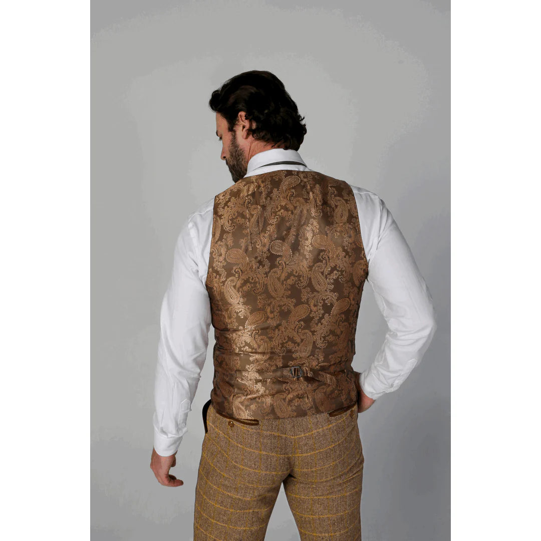 Harris - Colete masculino em tweed marrom