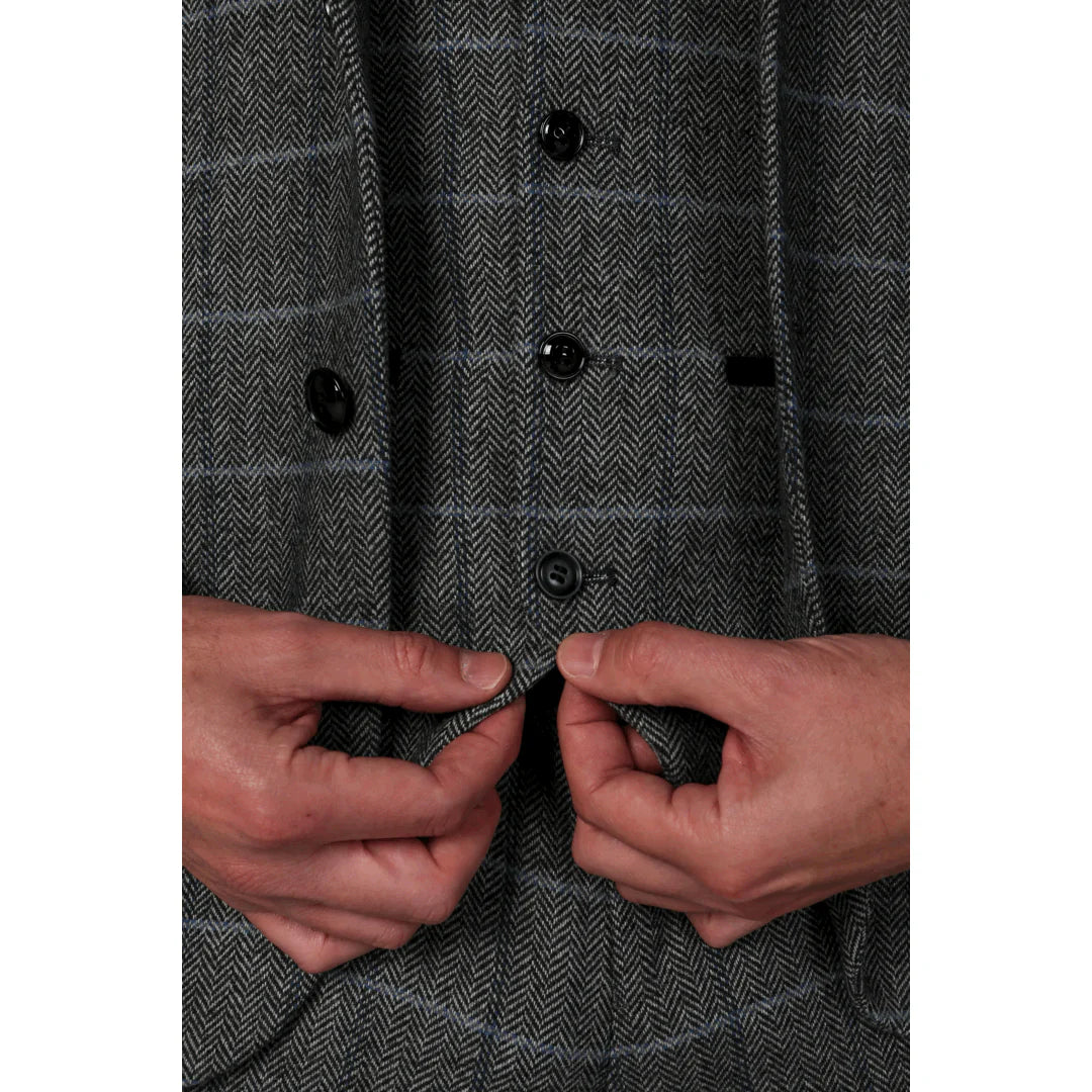 Harris - Colete masculino em tweed cinza