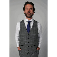 Harris - Colete masculino em tweed cinza
