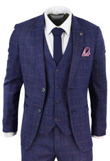 Terno azul de tweed de 3 peças - Marc Darcy Harry
