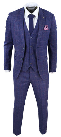 Terno azul de tweed de 3 peças - Marc Darcy Harry