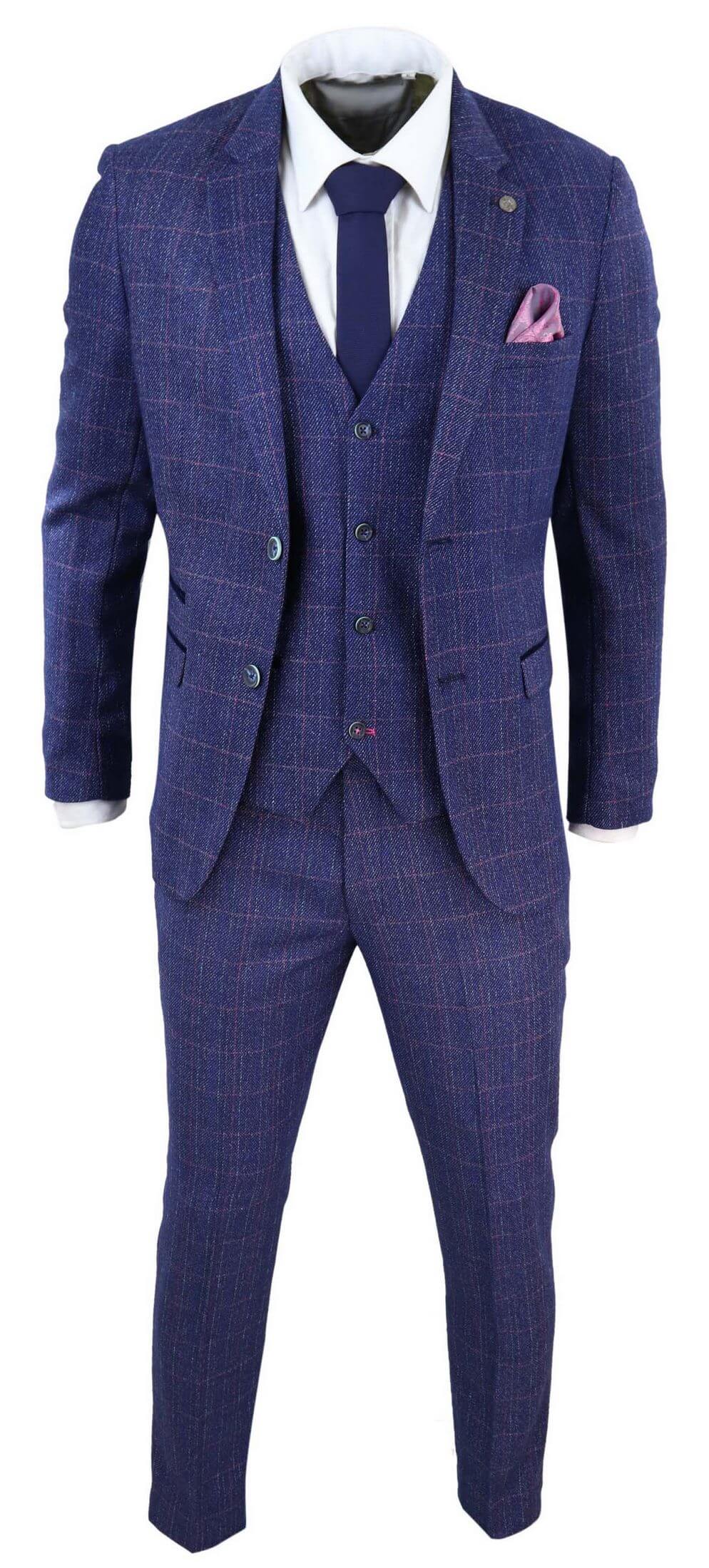 Terno azul de tweed de 3 peças - Marc Darcy Harry
